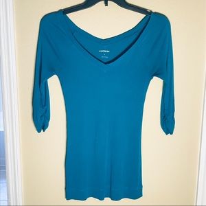 Express V Neck Top Blue Sz S